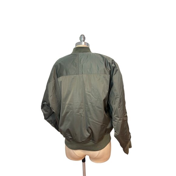 Athleta Sateen Olive Bomber Jacket NWT Large $199 Green - Picture 6 of 8